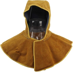 Casque de soudeur en cuir de vachette fendu avec protection du cou et des épaules pour hommes et femmes - Product Image 1