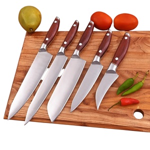 Ensemble de couteaux professionnels faits à la main en acier inoxydable 5 pièces avec manches en bois ambidextres - Product Image 4