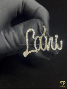 Pendentif personnalisé « Louni » serti de diamants de laboratoire, collier hip-hop pour homme et femme - Product Image 3