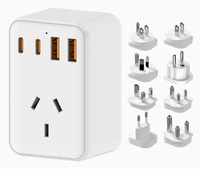 Chargeur de voyage universel 2 USB C 2 USB A Chargeur mural à charge rapide avec 8 prises interchangeables détachables