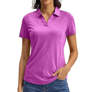 <b>Womens</b> Blue Solid Polyester/Cotton Front Logo Sports Golf <b>Top</b> Quick Dry Breathable Anti-Wrinkle Anti-Pilling <b>Compressed</b> Athletic - Product Image 1