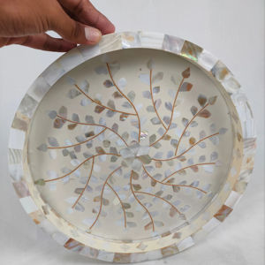 Bandeja Decorativa Hecha a Mano de Alta Calidad con Incrustaciones de Hueso, Bandeja para Servir la Cena, Diseño Moderno, Multifuncional, Forma Redonda, Mejor Precio - Product Image 1