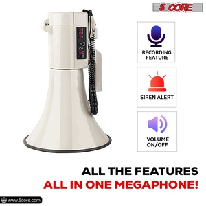 Mégaphone professionnel 5 cœurs 100W, haut-parleur PA type corne de bœuf, modèle 4501, USB, portée 2000 yards, sirène puissante, amplificateur vocal numérique - Product Image 6