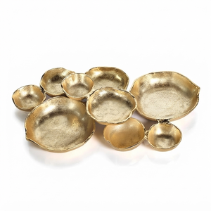 Juego de Tazones de Metal Dorado para Servir, con Múltiples Compartimentos, Texturizados, Redondos, para Cocina, Artesanía, Centro de Mesa Decorativo, Regalo - Product Image 1