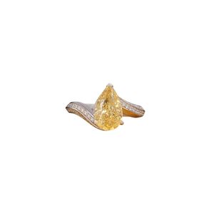 Anillo de Diamante Amarillo Intenso de 2.51 CT, Corte Pera, Cultivado en Laboratorio, con Oro de 14K - Product Image 1