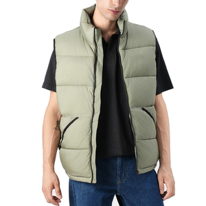 Chaleco de plumón sin mangas con cremallera completa, cuello alto, térmico, suave, informal, transpirable, para caballeros. - Product Image 5