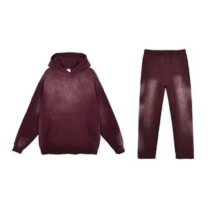 Ensemble de survêtement unisexe en coton uni, pantalon de survêtement et sweat à capuche personnalisés, ensemble de jogging 2 pièces pour hommes - Product Image 4