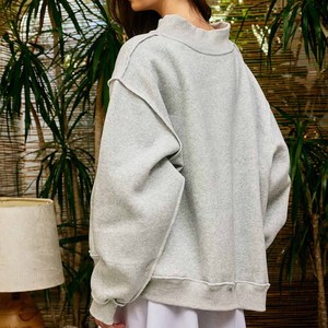 Sweat-shirt en molleton de coton à col montant ou col rond, avec broderie de lettres en chenille et twill, style universitaire, pour sororité, TN Stripe OEM - Product Image 6