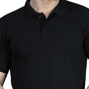 T-shirt classique à col pour homme en coton biologique teint en fil, manches courtes, style traditionnel - Product Image 3