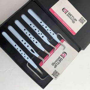Pince à épiler professionnelle GETUP BROSONS IMPEX GBI pour extensions de cils, acier inoxydable bleu, antistatique, précision - Product Image 2