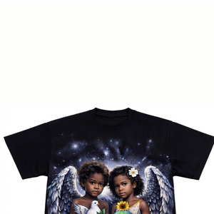 Camiseta gráfica personalizada negra con cuello redondo, 100% algodón jersey, tela ecológica, estilo vintage nuevo, camiseta de manga corta unisex. - Product Image 3