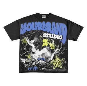 T-shirt streetwear personnalisé en coton épais 300g, coupe ample oversize, impression sérigraphique, tee-shirt graphique décontracté pour homme - Product Image 2