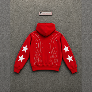 เสื้อฮู้ดซิปสีแดงทรงโอเวอร์ไซส์ สไตล์โมเดิร์น แฟชั่นสตรีทแนวเมือง ตกแต่งด้วยคริสตัล ทรงปกติ ใส่สบาย เหมาะสำหรับฤดูใบไม้ร่วง - Product Image 6