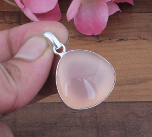 Dijes de Cuarzo Rosa Natural, Plata de Ley 925, Chapado en Platino, Joyería Vintage con Piedras Preciosas Curativas, Unisex, Venta al por Mayor - Product Image 2