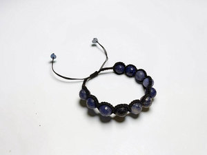 Bracelet en perles de sodalite bleue pour hommes et femmes, cordon noir à nouer, style bohème, export en gros, Inde - Product Image 1