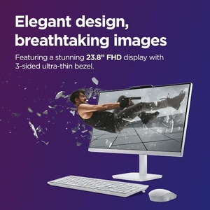 A100 Silver Intel N100 23.8" FHD (1920x1080) 3-Side Edgeless All in One <b>Desktop</b> (8GB/512GB SSD/Win11/MS Office 2024 - Product Image 1