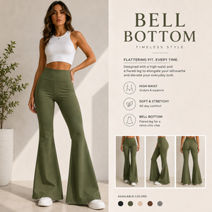 Women Green Mid Waist Flare <b>Pants</b> Full Length Terry Knitted Lace Casual Solid Color Elastic Waist Regular Fit Autumn Wear - Product Image 5