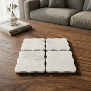 Top Selling High Demand Luxury <b>Marble</b> <b>Coasters</b> Set Waterproof Heat Resistant Natural Stone Table <b>Coasters</b> for Home and Office - Product Image 2