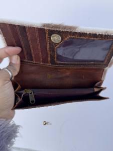 Belle pochette en cuir de fourrure de vachette marron pochette portefeuille sac à main à la mode Offre Spéciale cadeau pour les femmes - Product Image 6