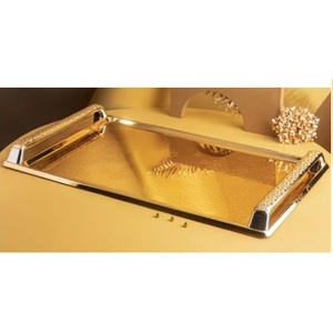 Elegant Design Dinner <b>Table</b> Decoration Serving Metal Tray Multi Functional Decorative Dry Fruits Chocolate Metal Tray - Product Image 2