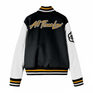 Custom Winter Casual Baseball Varsity <b>Jackets</b> <b>with</b> Stand Collar Front Logo Premium Wool <b>Fleece</b> <b>Lining</b> Comfortable Unisex Design - Product Image 2