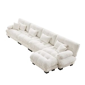 Divano Componibile Modulare Confortevole a 4 Posti a L con Pouf Convertibile, Combinazione Libera per Soggiorno, Comfy Cloud - Product Image 4