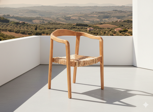 Chaise de salle à manger en bois avec siège tressé, fauteuil moderne pour restaurant, hôtel, salle à manger, café - Product Image 5