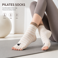 Chaussettes de Pilates pour femmes, antidérapantes, respirantes, souples, extensibles, idéales pour le Reformer, le Yoga, la Barre, l'entraînement, conception personnalisée, vente en gros