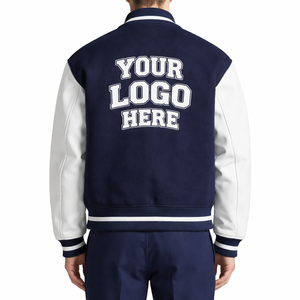 Custom Logo Unisex Hooded Windproof Varsity <b>Jacket</b> OEM 100% Cotton Shell <b>Patchwork</b> Front Bulk Wholesale College Baseball <b>Jacket</b> - Product Image 2