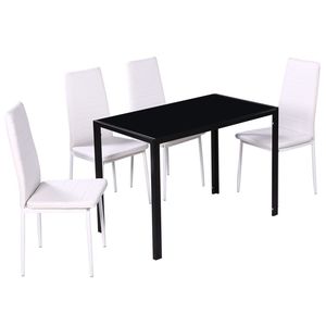 Design contemporaneo sala da pranzo Set 4 sedie bianche con 1 tavolo - Product Image 3