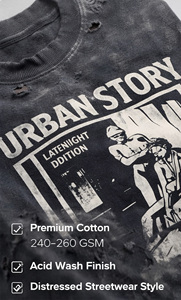 Camisetas Oversize Personalizables con Serigrafía, Estilo Urbano, Vintage, Lavadas, 100% Algodón Franela, Ecológicas para Hombre - Product Image 5