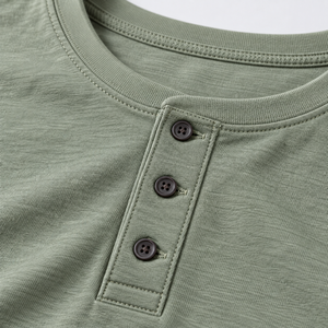 <b>Men's</b> Solid Green Short Sleeve <b>Henley</b> T-<b>Shirt</b> Regular Fit Casual Knitted O-Neck Design - Product Image 5