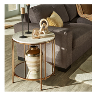 Table d'angle personnalisée, mobilier de luxe, table d'appoint ronde avec plateau en marbre, plaqué or, pour salon, hôtel, bureau, maison, design de designer