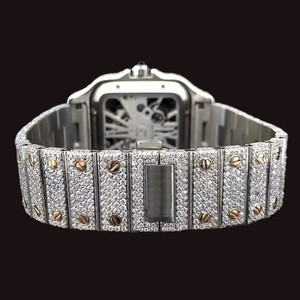 Reloj de Lujo CARATO de Calidad Estándar con Caja Automática, Esqueleto, Totalmente Adornado con Diamantes Moissanite, Estilo Hip-Hop, con Movimiento de Cuarzo ETA - Product Image 3