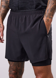 Shorts de sport personnalisés pour hommes de qualité supérieure, 2 en 1, double couche, pour la course à pied et l'entraînement, avec compression interne et cordon de serrage élastique à la taille - Product Image 1