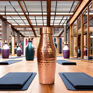 Botella de Cobre con Acabado Brillante, Diseño Clásico, Grabado Ayurvédico, Hecha a Mano, Ecológica, de Cobre Puro, Creaciones Antiguas - Product Image 6