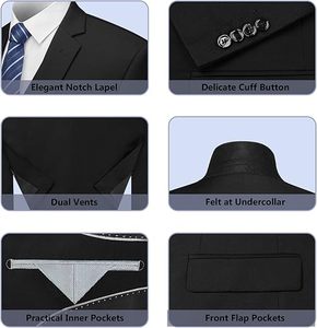 100% Polyester Fabric Black Color Men Business Suit <b>Set</b> 3pcs Tuxedo Pant Coat Outdoor <b>Blazer</b> Partywear Gents Suits Breathable - Product Image 3