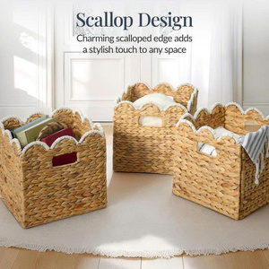 Solution de rangement élégante et durable multi-usages pour la maison, ensemble de paniers en jacinthe d'eau tressés à la main, design pliable - Product Image 2