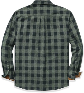 Camisa de Franela Sólida para Hombre, Cuello Mao, 100% Algodón, Transpirable, de Secado Rápido, Manga Larga, Talla 6XL - Product Image 4