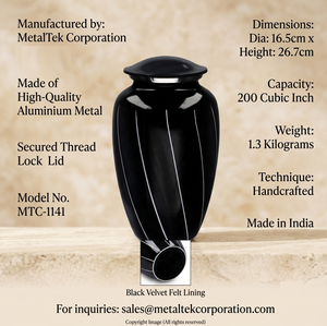 Customized Classic Black White Metal Cremation Urns For Ashes Adult Style <b>Memorial</b> <b>Keepsake</b> Funeral Decorative Standard Size Urn - Product Image 2