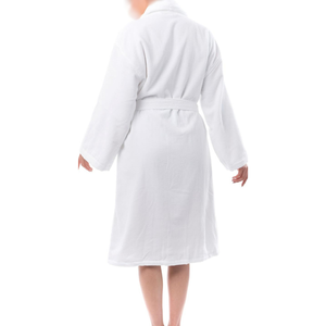 Unisex Adult Soft Cotton V-neck Drawstring Closure <b>Knee</b>-Length Quick Dry Casual Bathrobe Winter Sleepwear White Low MOQ Custom - Product Image 3