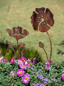 Piquets de jardin en aluminium faits à la main, design floral, pour un support résistant aux intempéries de diverses compositions florales, modernes - Product Image 3