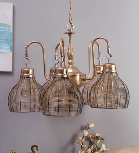 Wholesale Antique Brass Wire Cage Chandelier Bulk Vintage Mesh Pendant Light Factory Price <b>Retro</b> Classic Hanging Lamp - Product Image 3