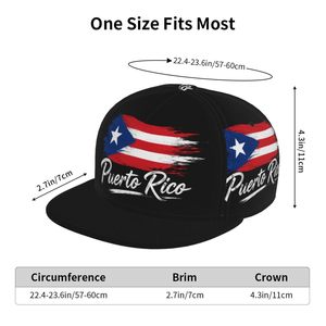 Casquette Snapback Drapeau Porto Rico Noire 6 Panneaux Réglable Unisexe Style Urbain Impression par Transfert Thermique sur le Panneau Avant - Product Image 3