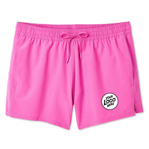 Women's Pink Solid Bermuda Shorts Sporty Regular Fit <b>Elastic</b> <b>Waistband</b> Drawstring - Product Image 1