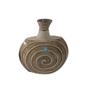 <b>Top</b> Quality Spun Bamboo Decorative Vase Natural Handmade Boho Home Decoration Vietnam Factory - Product Image 4