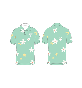 Chemise de golf personnalisée à manches courtes en coton et polyester respirant, imprimée par sublimation, motif floral vert menthe, style hawaïen, pour l'été - Product Image 3
