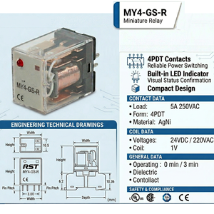 รีเลย์กำลังขนาดเล็ก MY4-GS-R ผลิตในญี่ปุ่น 100% รีเลย์แม่เหล็กไฟฟ้ากำลังสูง 24vdc พร้อมการป้องกันแบบปิดผนึกสำหรับซีรีส์ OMRON - Product Image 5