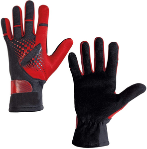 <b>Top</b> Quality Full Finger Racing Gloves With Non Slip Palm Red Black <b>Checkered</b> Pattern Unisex Outdoor Use PU Coating - Product Image 1