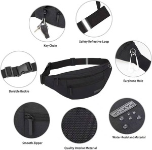 Riñonera ligera para hombre y mujer, con correa ajustable, bandolera, bolsillo oculto, gancho para llaves, para viajes al aire libre y deportes. - Product Image 2